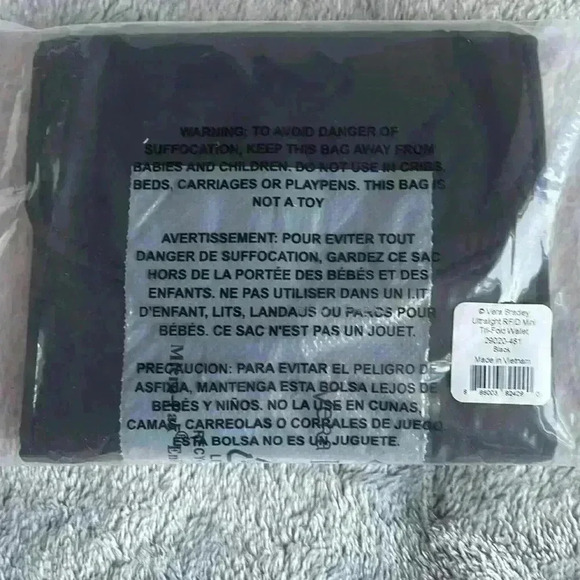 Vera Bradley Ultralight RFID Mini Tri-Fold Wallet in Black NWT - Picture 3 of 4